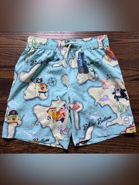 abercrombie kids Light Blue SpongeBob Pirate Map Swim Shorts